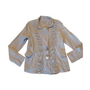 Neon Buddha Jacket Womens Small Tan Boho Hippie Big Buttons Rouched Pockets